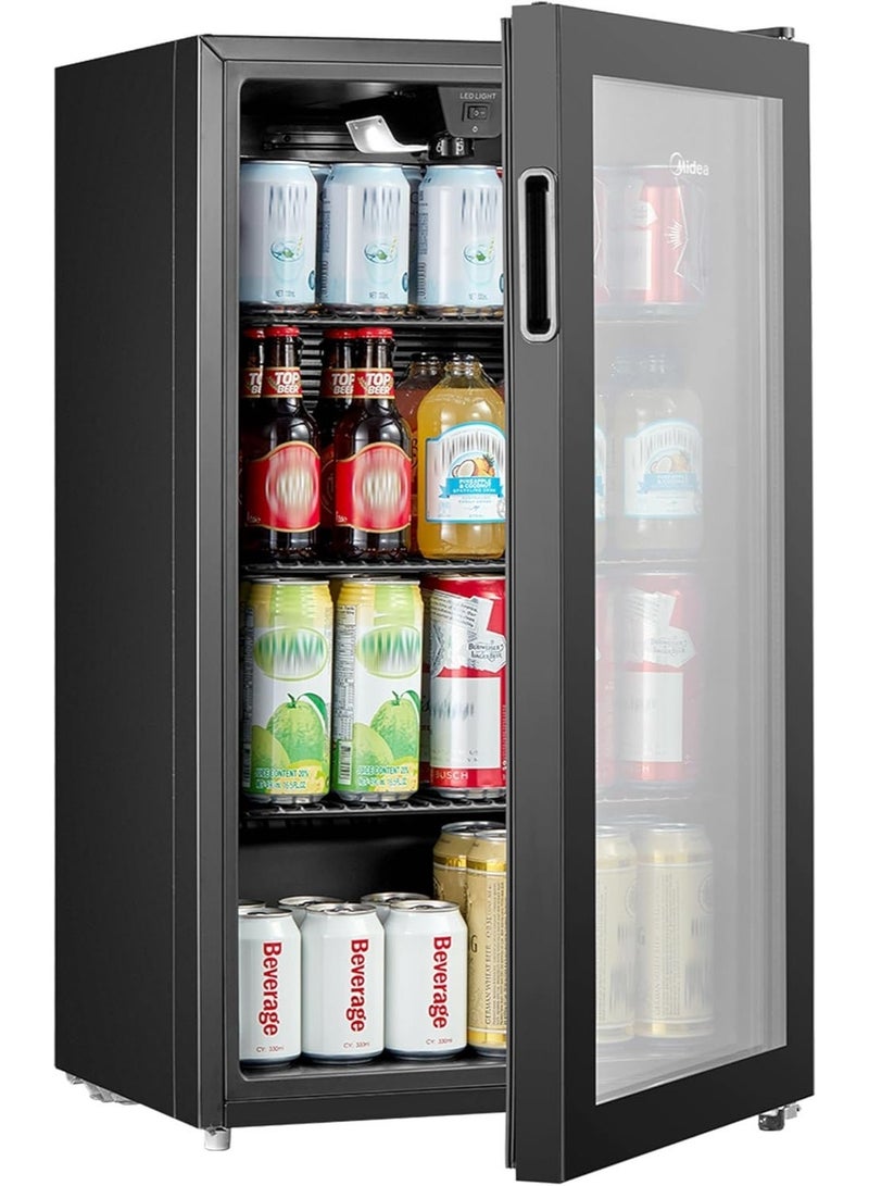 Midea Freestanding Single Door Beverage Cooler With 150L Gross & 93L Net Capacity, Air-Cooled Thermostatic Wine Cabinet, Compact Cooler With Glass Door, Recessed Handle, Black - MDRW150FGG22AE 150 L 220 kW MDRW150FGG22AE black - Image 5