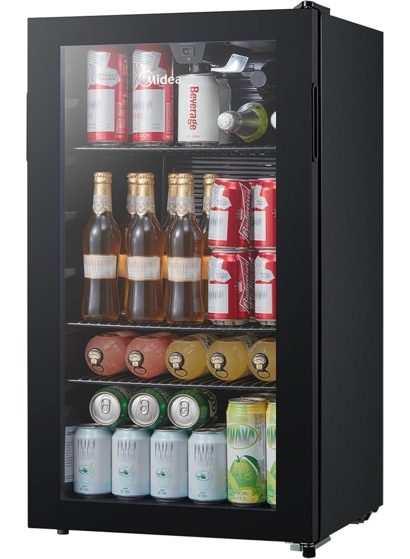Midea Freestanding Single Door Beverage Cooler With 150L Gross & 93L Net Capacity, Air-Cooled Thermostatic Wine Cabinet, Compact Cooler With Glass Door, Recessed Handle, Black - MDRW150FGG22AE 150 L 220 kW MDRW150FGG22AE black - Image 4