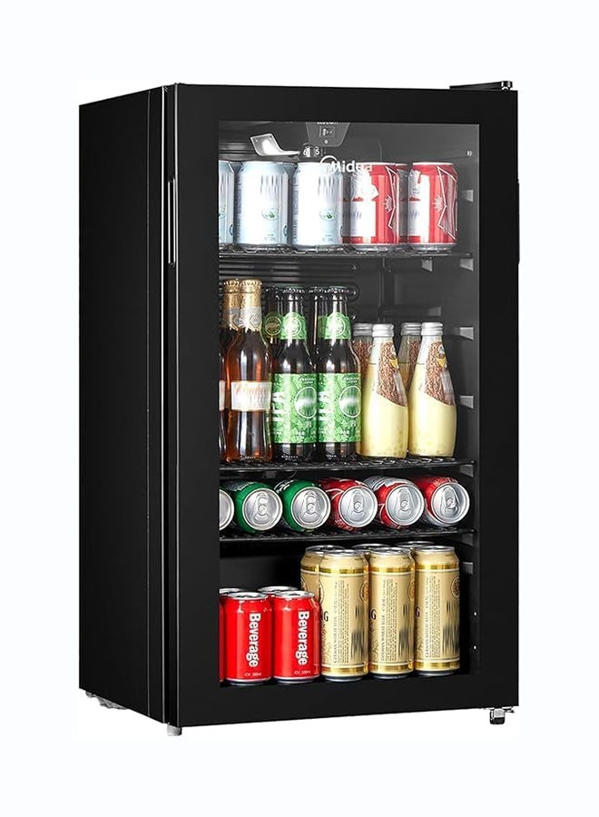 Midea Freestanding Single Door Beverage Cooler With 150L Gross & 93L Net Capacity, Air-Cooled Thermostatic Wine Cabinet, Compact Cooler With Glass Door, Recessed Handle, 150 L 220 kW MDRW150FGG22AE black - Image 2