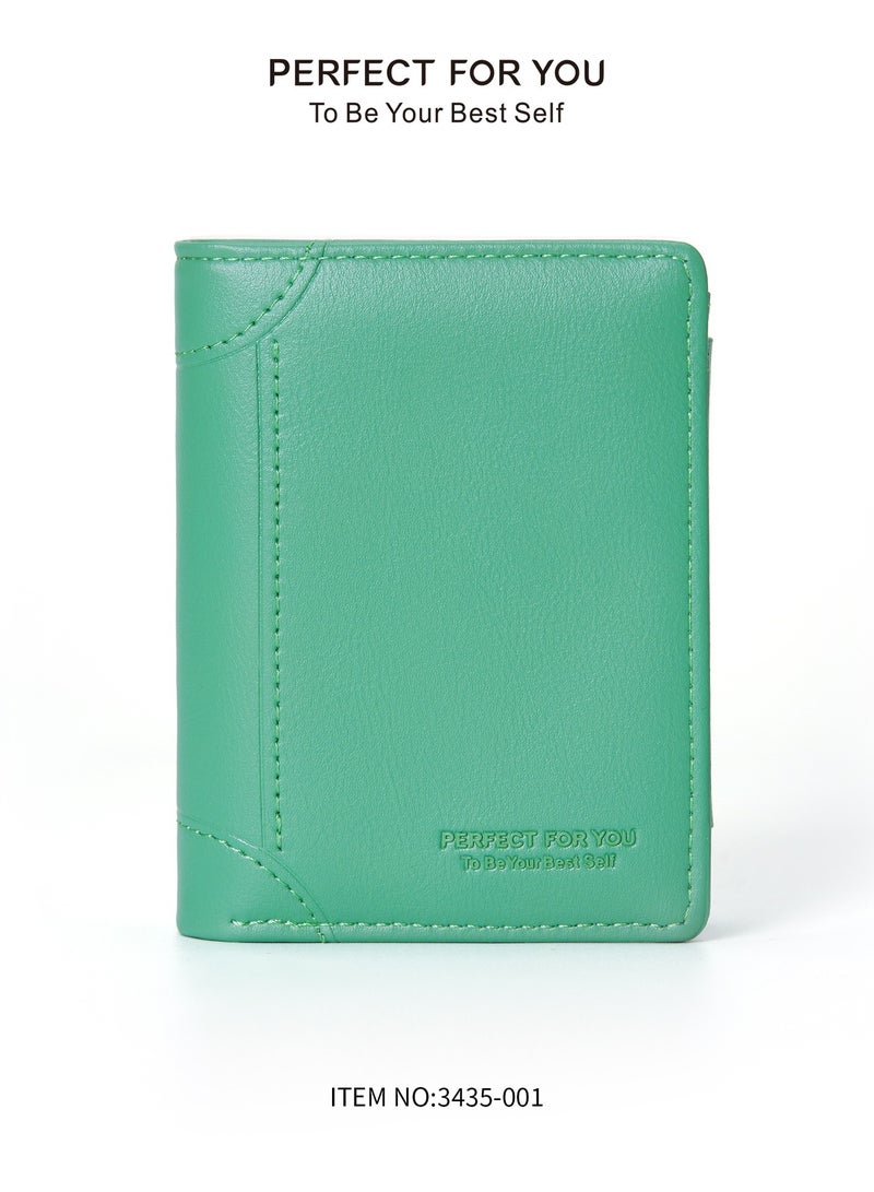 xozgdovg Women's three-fold microfiber coin purse green 