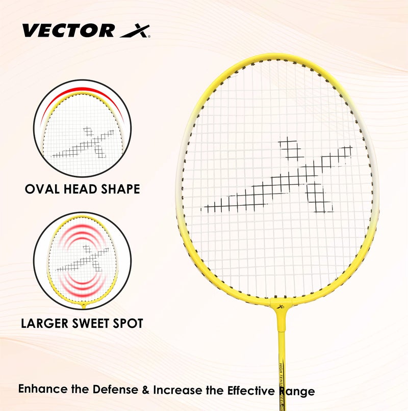 Vector X VXB-150 Badminton Racquet (1 PC Racquet, Yellow) - Image 2