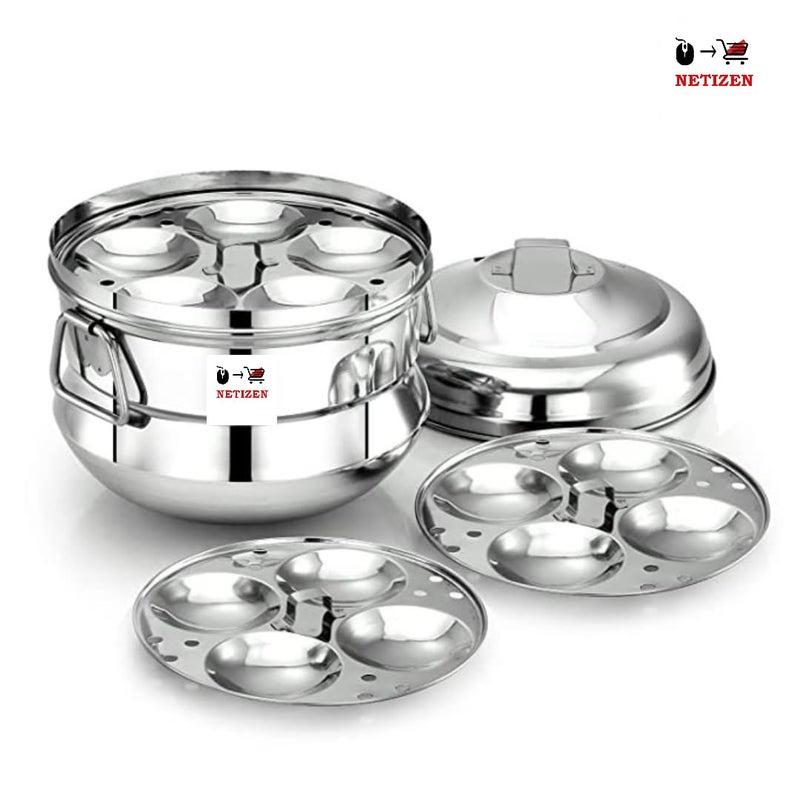 Netizen Stainless Steel Idli CookerIdli Maker Makes 13 Soft Idlis At Once with 3 Plates Works on Gas Stove and Induction Both idli cooker stainless steel idly cooker - Image 3