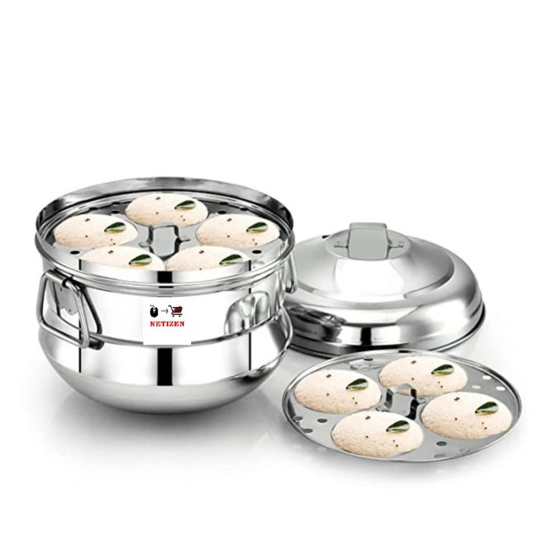 Netizen Stainless Steel Idli CookerIdli Maker Makes 13 Soft Idlis At Once with 3 Plates Works on Gas Stove and Induction Both idli cooker stainless steel idly cooker - Image 1