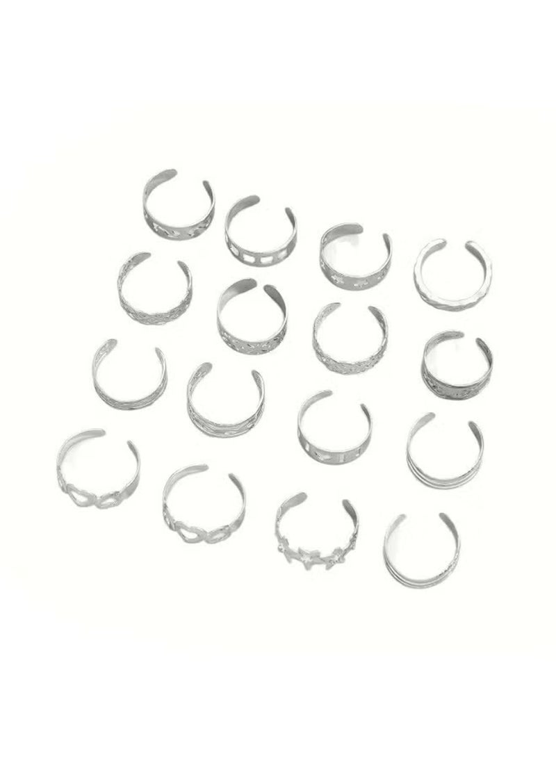 Huitich 16-Piece silver Color Ring Set for Women Sizes 4.15, 5, 5.25, 5.5, 5.6, 6, 6.5, 6.6, 7, 7.25, 7.5, 7.6 - Image 1