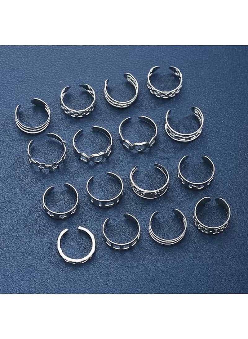Huitich 16-Piece silver Color Ring Set for Women Sizes 4.15, 5, 5.25, 5.5, 5.6, 6, 6.5, 6.6, 7, 7.25, 7.5, 7.6 - Image 2