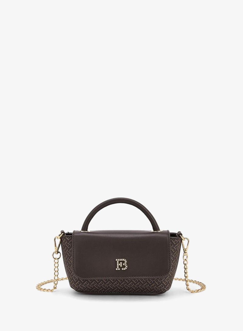 Flora Bella By Shoexpress Monogram Print Crossbody Bag With Chain Strap - Image 1