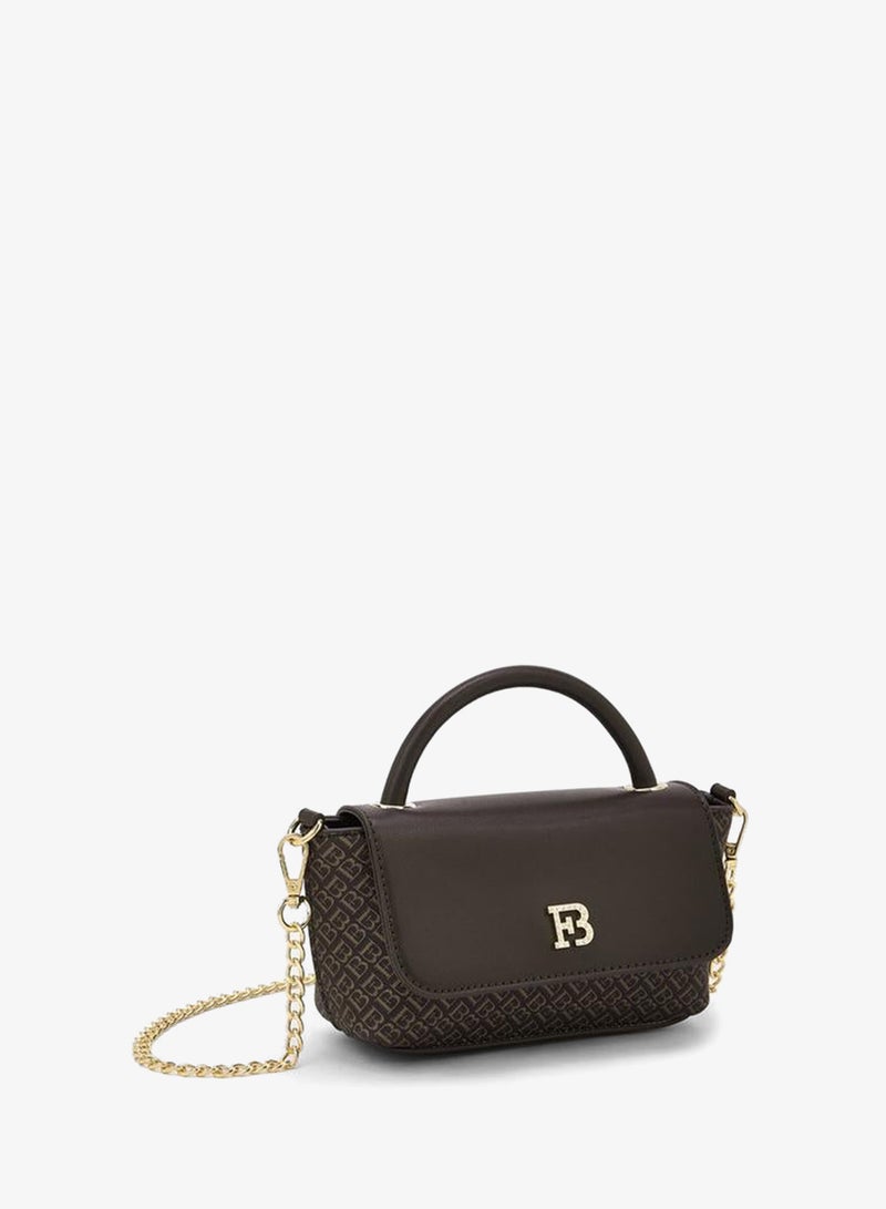 Flora Bella By Shoexpress Monogram Print Crossbody Bag With Chain Strap - Image 3