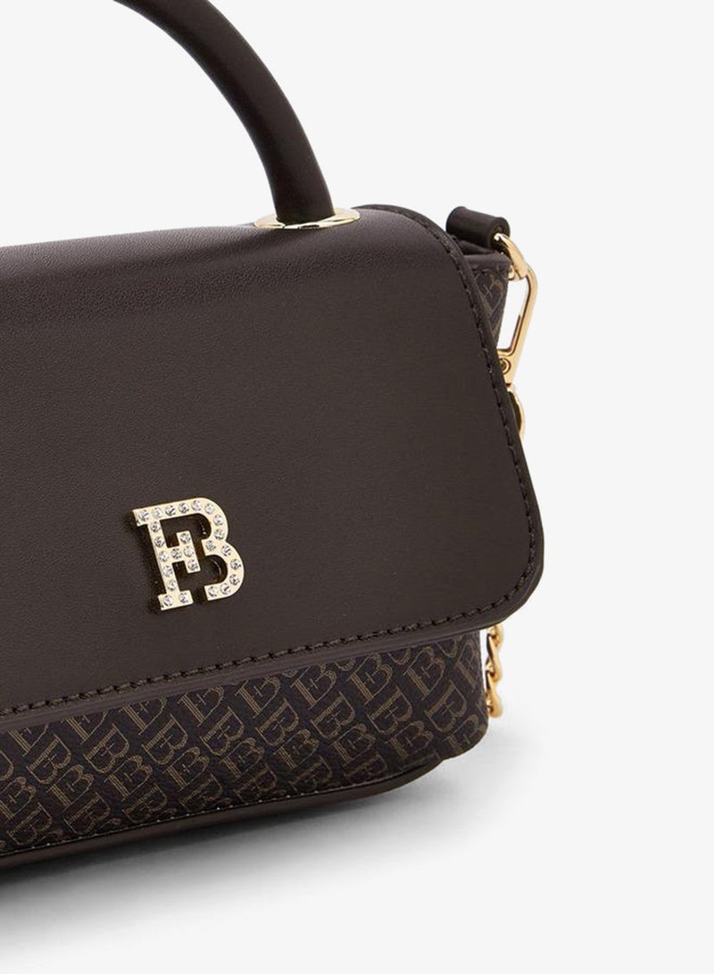 Flora Bella By Shoexpress Monogram Print Crossbody Bag With Chain Strap - Image 4