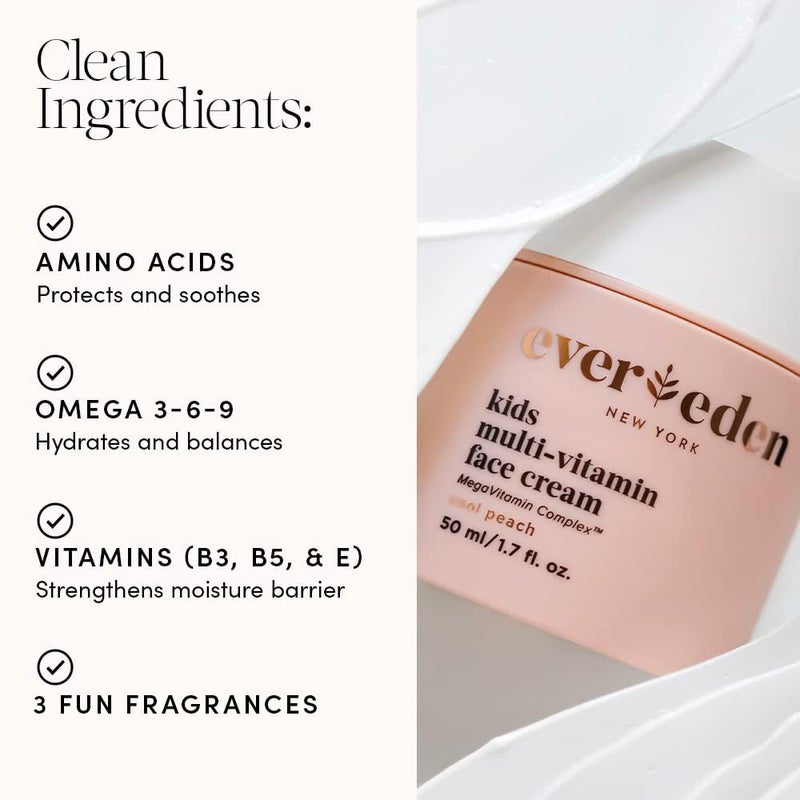 Evereden Kids Face Cream: Cool Peach, 1.7 oz. | Kids Face Lotion | Clean and Non-Toxic Kids Face Moisturizer | Multi-Vitamin Skin Care for Kids - Image 4