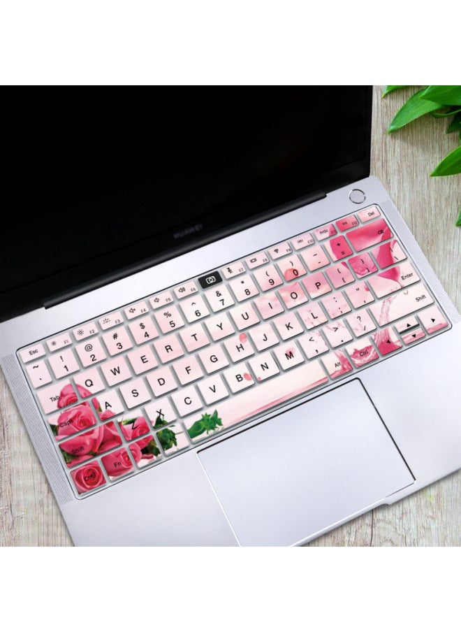 Generic - For Huawei Glory Matebook14 Magicbook Hunter Silicone Keyboard Protective Film Custom-Color:Multicolored Powder (HS-277)-Dimensions:J18 Huawei 14 (keyboard With Camera Hole) - Image 1