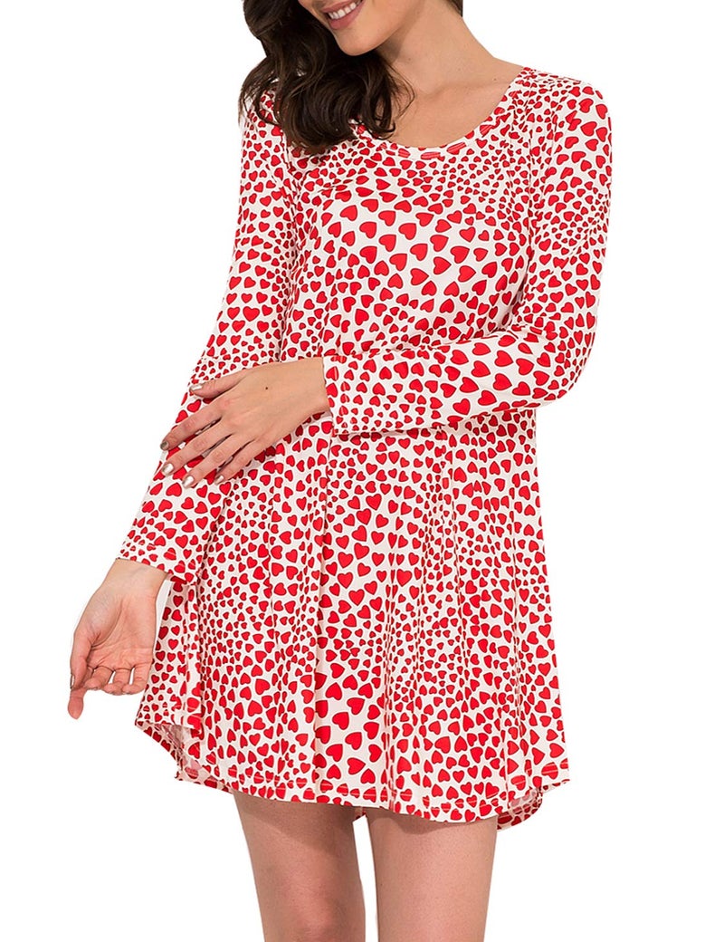 Aphratti Women's Long Sleeve Funny Printed Holiday Dress Casual Spring Tunic Tops to Wear with Leggings Heart XX-Large - Image 1