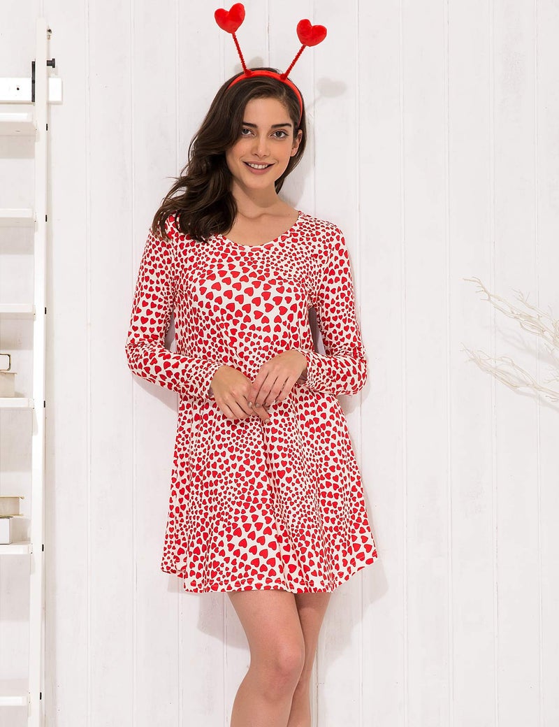 Aphratti Women's Long Sleeve Funny Printed Holiday Dress Casual Spring Tunic Tops to Wear with Leggings Heart XX-Large - Image 3