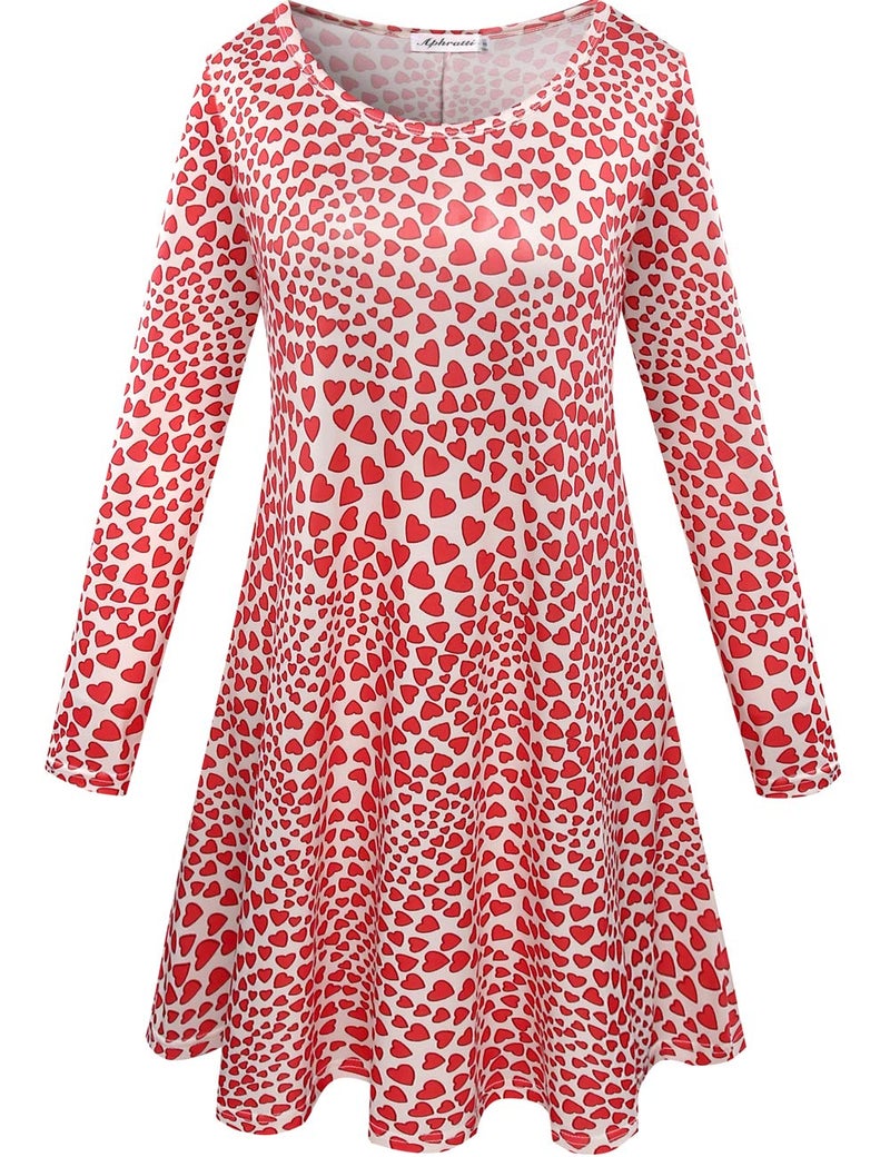 Aphratti Women's Long Sleeve Funny Printed Holiday Dress Casual Spring Tunic Tops to Wear with Leggings Heart XX-Large - Image 4