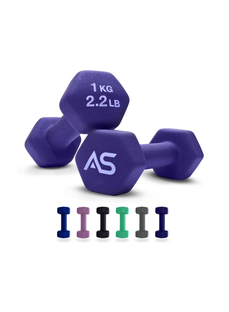 Allure Sphere Neoprene Dumbbell Set For Home Gym Exercise - Anti Slip Fitness Equipment For Pilates, Cardio, Training - Anti Sweat Hex Dumbbells in 1Kg 2Kg 3Kg 4Kg 5Kg In Pair - Image 1