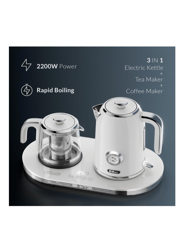 Feller Germany 2200 W 2-in-1 Retro Teamaker/Coffee Maker +1.7L Stainless Steel Electric Kettle with Strix, Adjustable Touch Teapot Temp+LED Display, TS490, 2Y Guarantee-UAE Version - Image 2