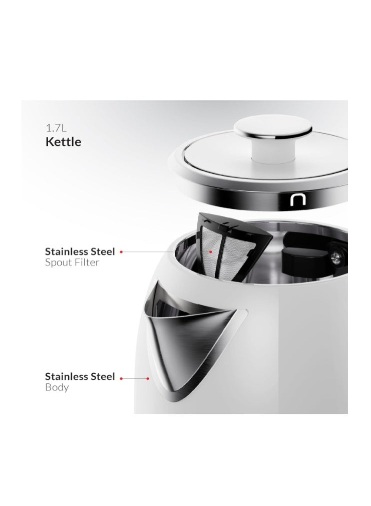 Feller Germany 2200 W 2-in-1 Retro Teamaker/Coffee Maker +1.7L Stainless Steel Electric Kettle with Strix, Adjustable Touch Teapot Temp+LED Display, TS490, 2Y Guarantee-UAE Version - Image 4