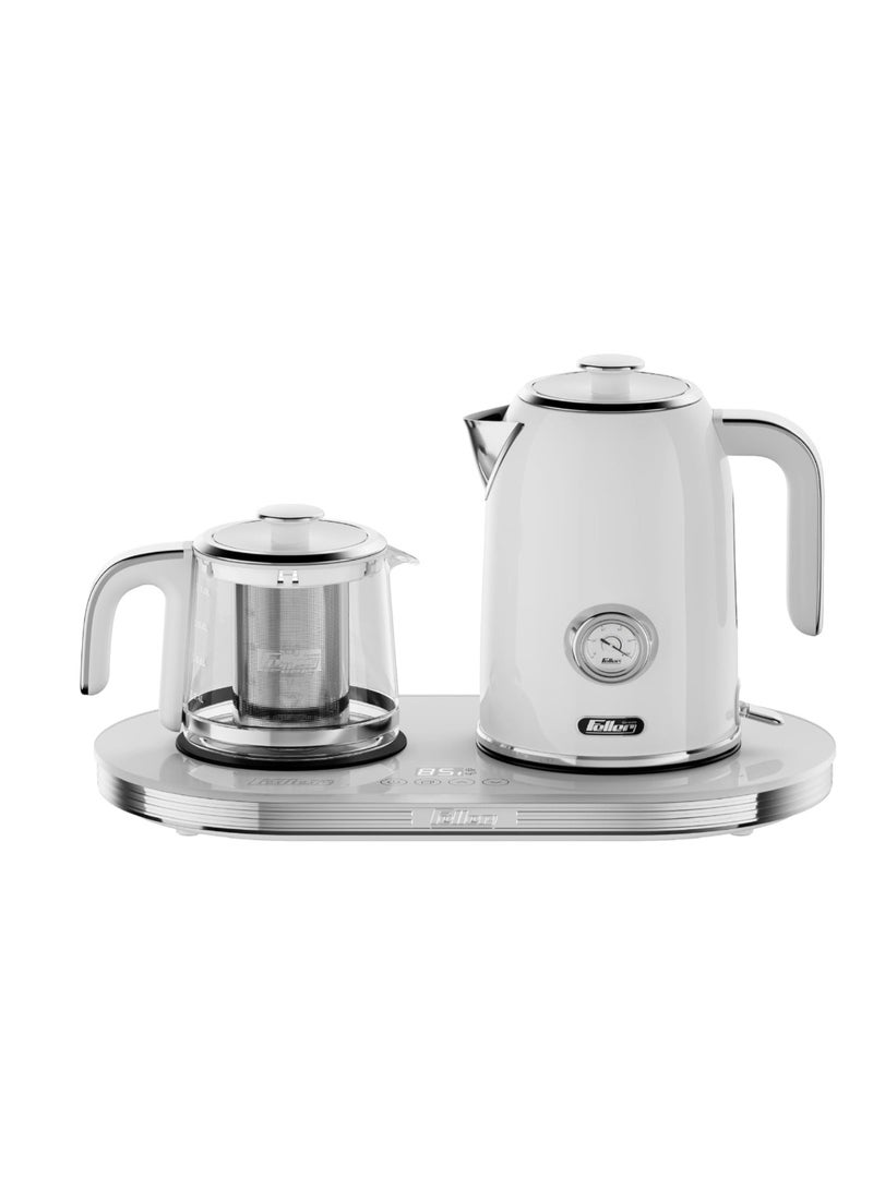 Feller Germany 2200 W 2-in-1 Retro Teamaker/Coffee Maker +1.7L Stainless Steel Electric Kettle with Strix, Adjustable Touch Teapot Temp+LED Display, TS490, 2Y Guarantee-UAE Version - Image 1