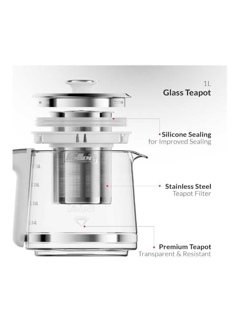 Feller Germany 2200 W 2-in-1 Retro Teamaker/Coffee Maker +1.7L Stainless Steel Electric Kettle with Strix, Adjustable Touch Teapot Temp+LED Display, TS490, 2Y Guarantee-UAE Version - Image 5