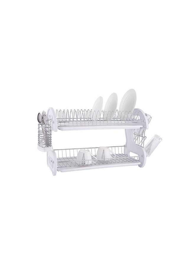 DANUBE HOME Atticus 2 Tier Dish Rack Chrome Metal Iron/Polypropylene Modern Houseware Dish Rack L 57x27 X H 35.8cm Chrome - Image 3
