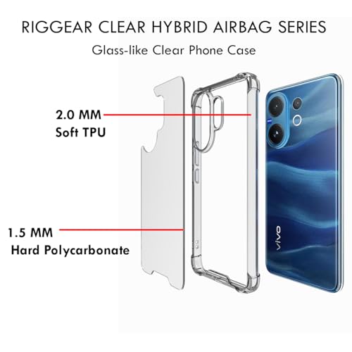 RIGGEAR Shockproof Clear Hybrid Airbag Armor Back Cover Case for Vivo V60 5G / Vivo T4 Pro 5G / Vivo V60e 5G (Transparent PC and TPU Bumper) - Image 4