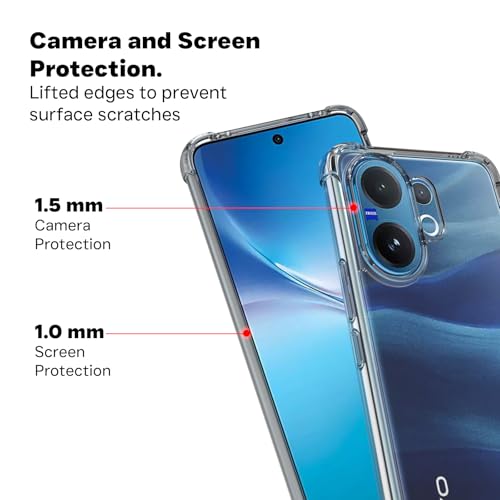 RIGGEAR Shockproof Clear Hybrid Airbag Armor Back Cover Case for Vivo V60 5G / Vivo T4 Pro 5G / Vivo V60e 5G (Transparent PC and TPU Bumper) - Image 5
