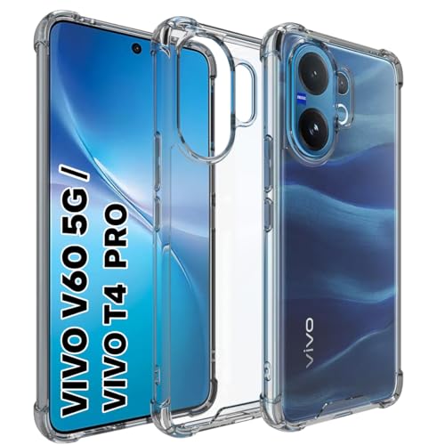 RIGGEAR Shockproof Clear Hybrid Airbag Armor Back Cover Case for Vivo V60 5G / Vivo T4 Pro 5G / Vivo V60e 5G (Transparent PC and TPU Bumper) - Image 1