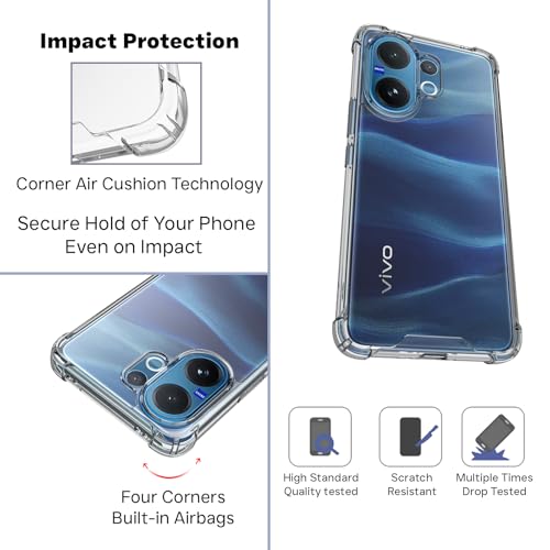 RIGGEAR Shockproof Clear Hybrid Airbag Armor Back Cover Case for Vivo V60 5G / Vivo T4 Pro 5G / Vivo V60e 5G (Transparent PC and TPU Bumper) - Image 3