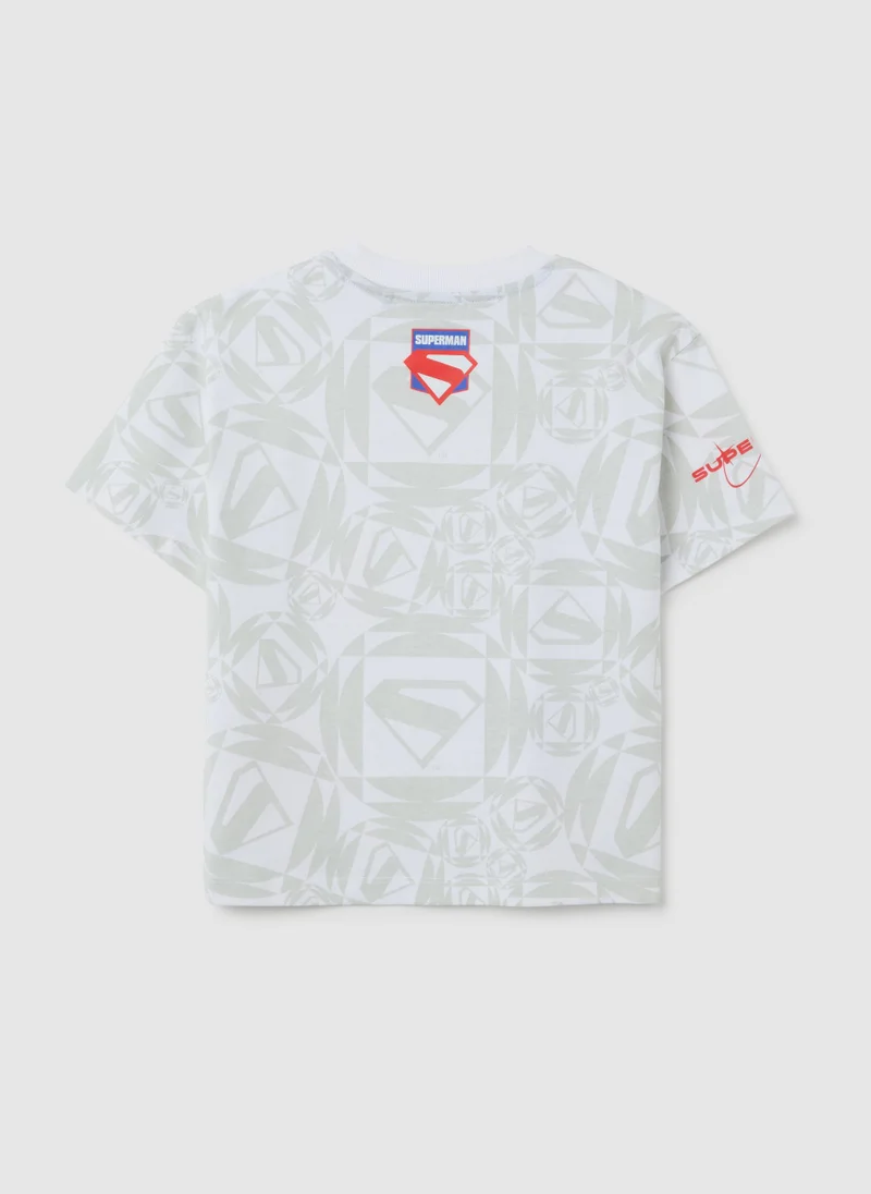 Ovs MULTICOLOUR PURE COTTON CHILDREN'S T-SHIRT WITH SUPERMAN PRINT