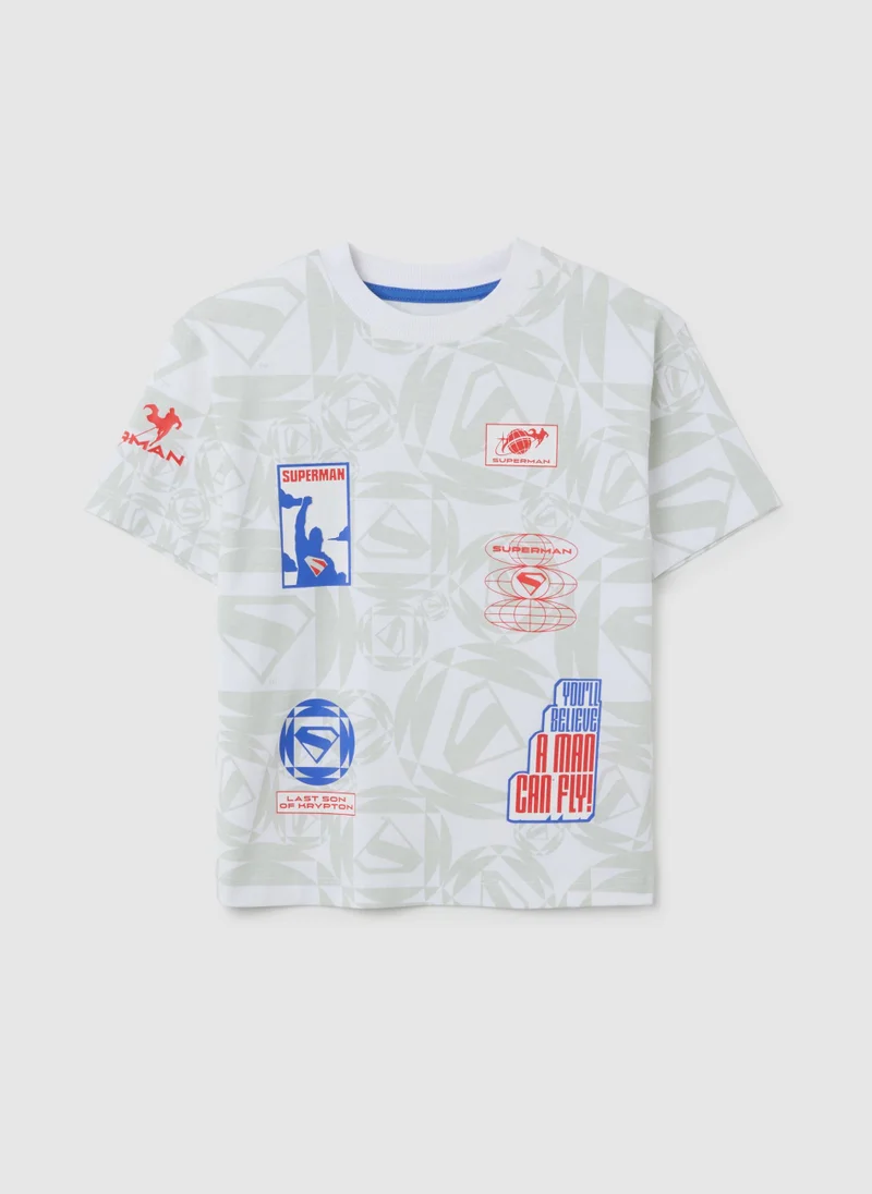 Ovs MULTICOLOUR PURE COTTON CHILDREN'S T-SHIRT WITH SUPERMAN PRINT
