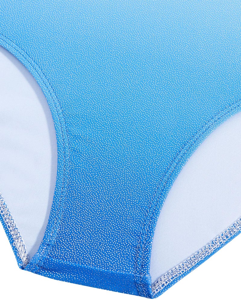 Gogokids Gymnastics Leotards for Girls Long Sleeve Sparkly Rhinestone Dance Unitards Biketards with Shorts, B-Blue Gradient, 8-9 Years - Image 5