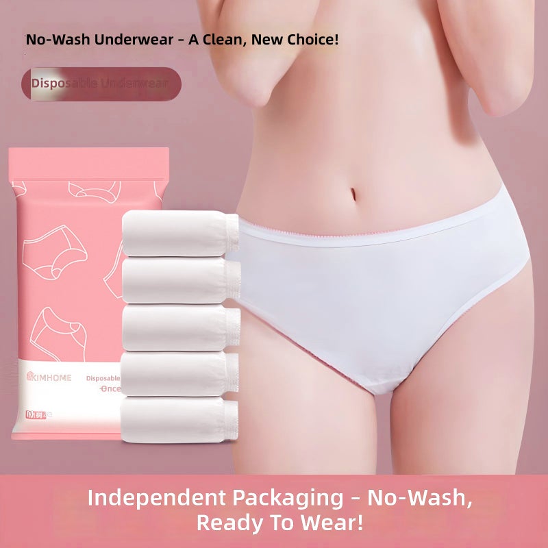 KIMHOME Pack of 10 Disposable Underwear for Women, Individually Wrapped No-Wash Cotton Briefs – Postpartum Travel Essential, Breathable &  Skin-Safe - Image 2
