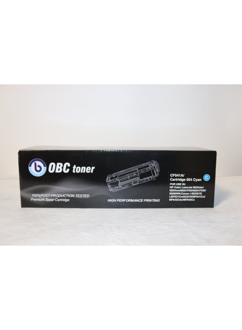 OBC Compatible Cyan Laser Toner Cartridge Replacement for HP CF541A/203A and Canon CRG-054C. Prints up to 1300 pages with vivid colors and professional print quality. - Image 1