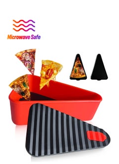 KASTWAVE Pizza Leftover Storage Container with 2 Pizza Trays,Reusable Pizza Silicone Pizza Slice Keeper Container to Organize Save Space,Food Container Lunch Box Withstand Temperature in -40~200℃ (7.5inch)  - Image 1