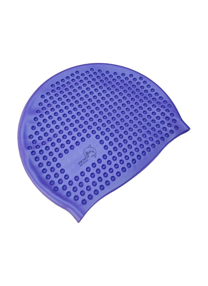 Generic Adult Waterproof Silicone Bubble Swim Cap - Blue  - Image 2