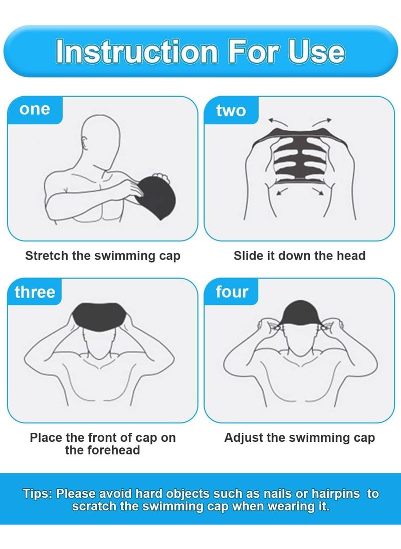 Generic Adult Waterproof Silicone Bubble Swim Cap - Blue  - Image 3