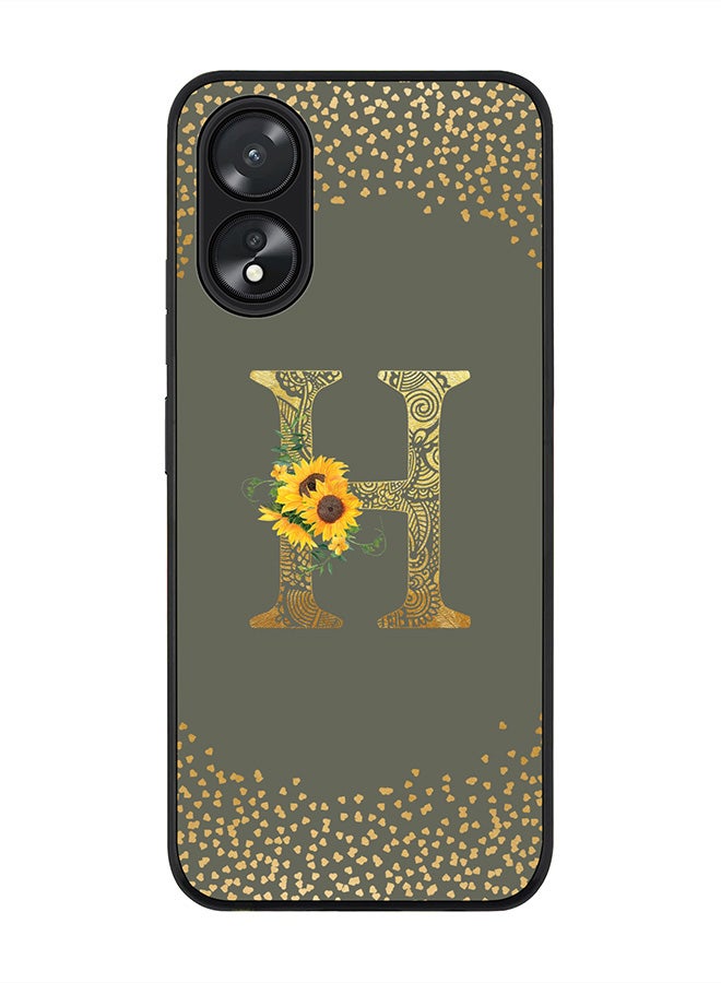 Stylizedd Case for Oppo A18 / Oppo A38, Slim fit Flexible Cover Custom Monogram Initial Letter Floral Mandala Pattern Alphabet - H (Olive Green) - Image 1