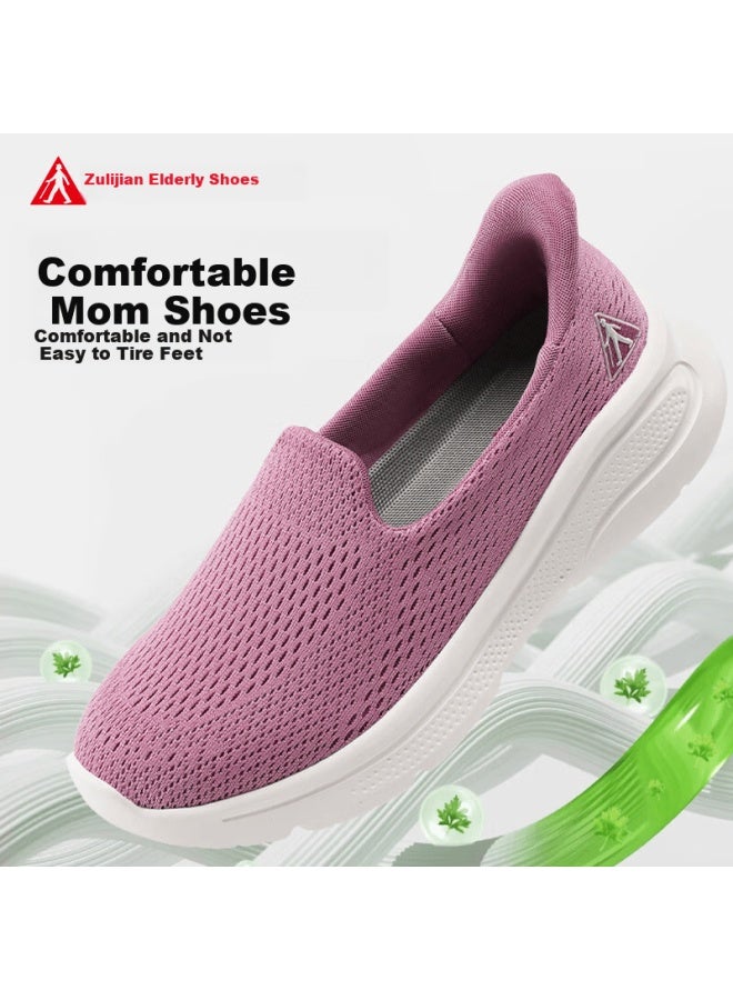 Zulijian Elderly Shoes Spring New Slip-on Women's Mom Shoes Flat Casual Shoes 86119k Bean Paste Color Size 37 - Image 2
