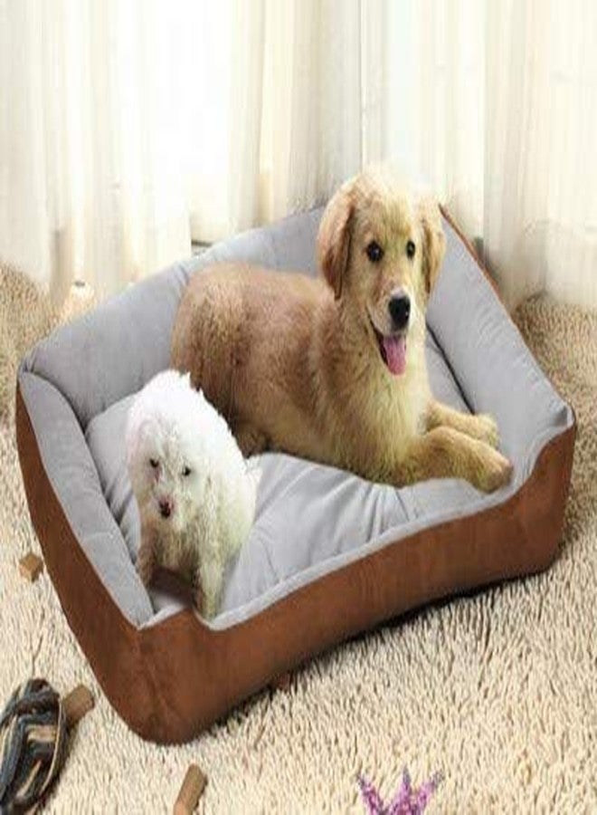 Gorgeous Super Soft and Reversible Dual Color Dog Bed Grey,Brown,Color Square Shape -Small - Image 1