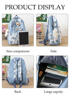 DUNISO 3PCS Kids School Backpack Set Canvas Laptop School Bag Sets for Kids with Lunch Bag,Pencil Box,Large-capacity Bookbag for Girls Boys Back to School Supplies  - Image 2