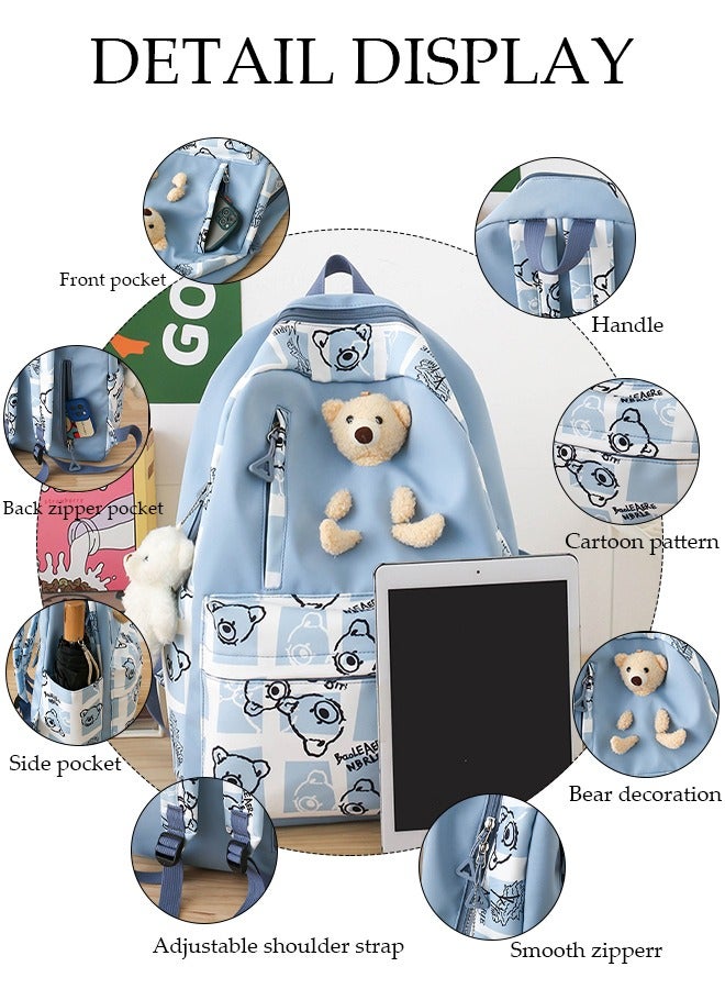 DUNISO 3PCS Kids School Backpack Set Canvas Laptop School Bag Sets for Kids with Lunch Bag,Pencil Box,Large-capacity Bookbag for Girls Boys Back to School Supplies - Image 3