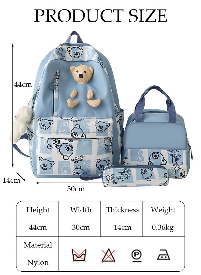 DUNISO 3PCS Kids School Backpack Set Canvas Laptop School Bag Sets for Kids with Lunch Bag,Pencil Box,Large-capacity Bookbag for Girls Boys Back to School Supplies - Image 4