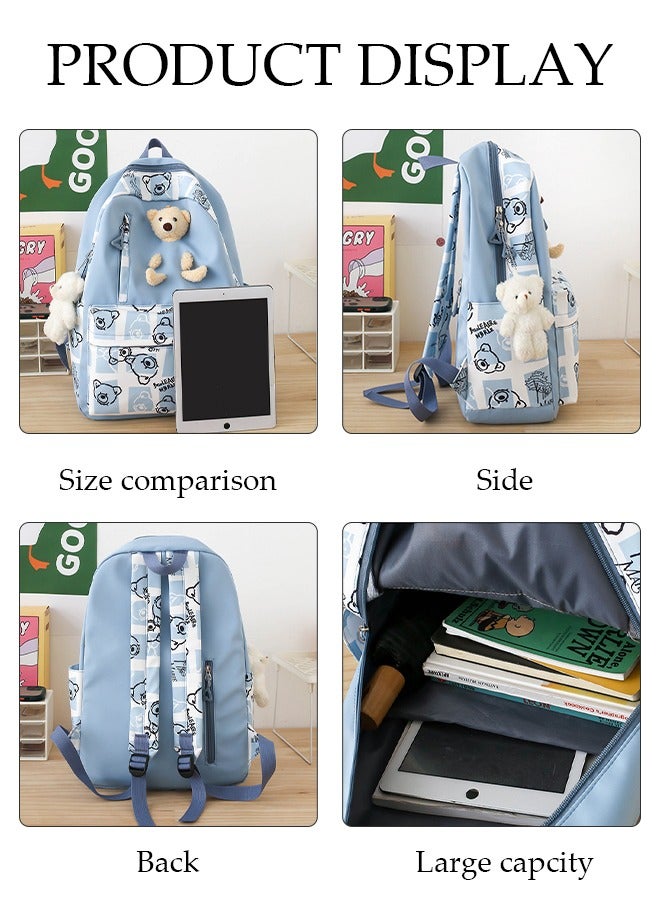 DUNISO 3PCS Kids School Backpack Set Canvas Laptop School Bag Sets for Kids with Lunch Bag,Pencil Box,Large-capacity Bookbag for Girls Boys Back to School Supplies - Image 2