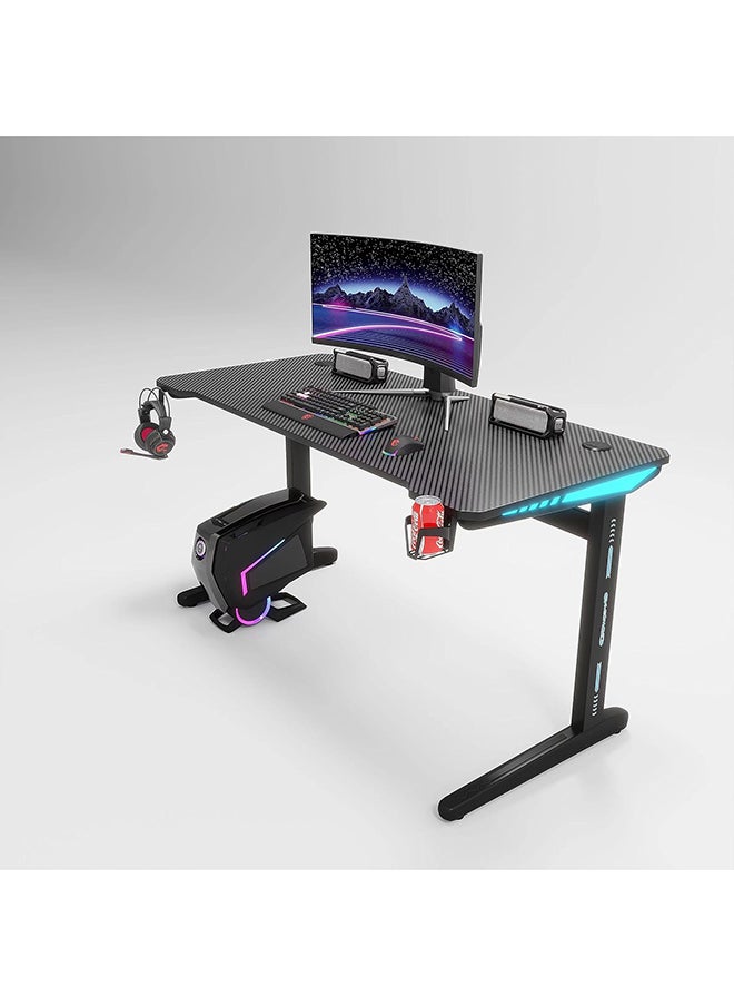MAF furniture (Maf-D209)-Gaming The Table Desk With Led Lights, 120Cm Pc Computer Desk, K Form Gaming Home And Office Computer Desk Desk With Handle Rack, Cup Holder, And Headphone Hook (Black, 120X60X74) By Maf 