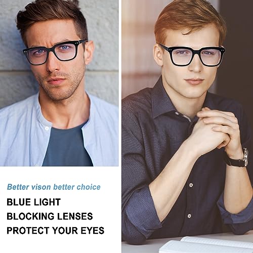 CHOFILORD 6 Pack Fashion Reading Glasses for Women Men Blue Light Blocking Oversized Square Readers with Spring Hinge (6 Pack Black, 2.00) - Image 5