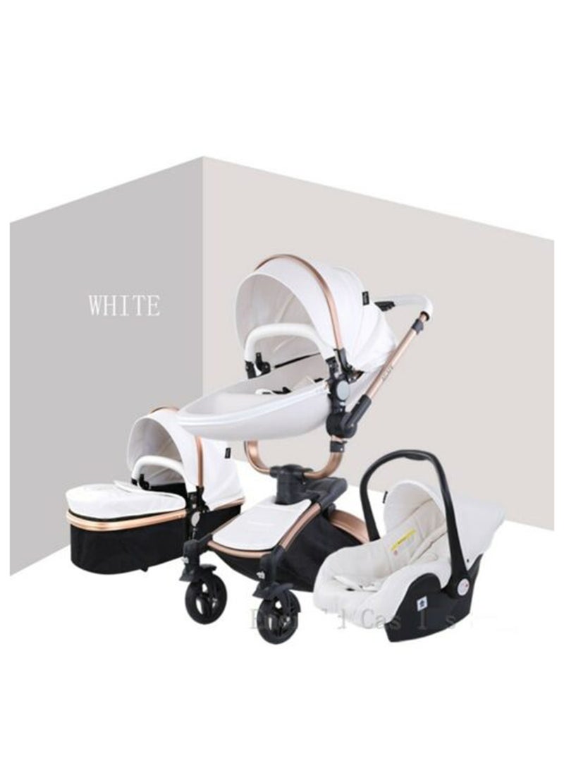 Baby Life Luxury Baby Stroller 3 In 1 Fashion Carriage Gold Frame Pram  - Image 2