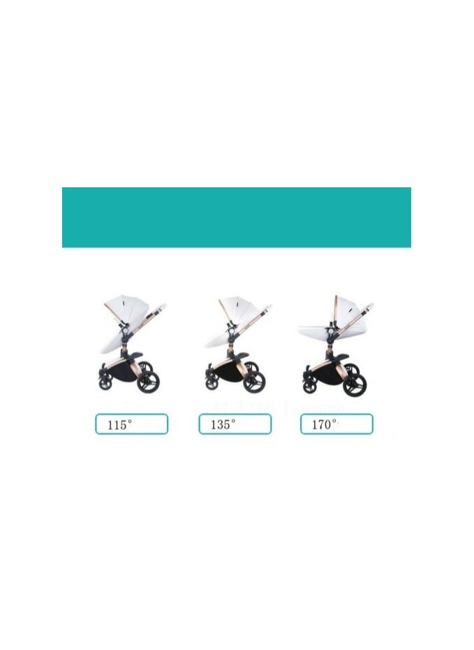 Baby Life Luxury Baby Stroller 3 In 1 Fashion Carriage Gold Frame Pram  - Image 5