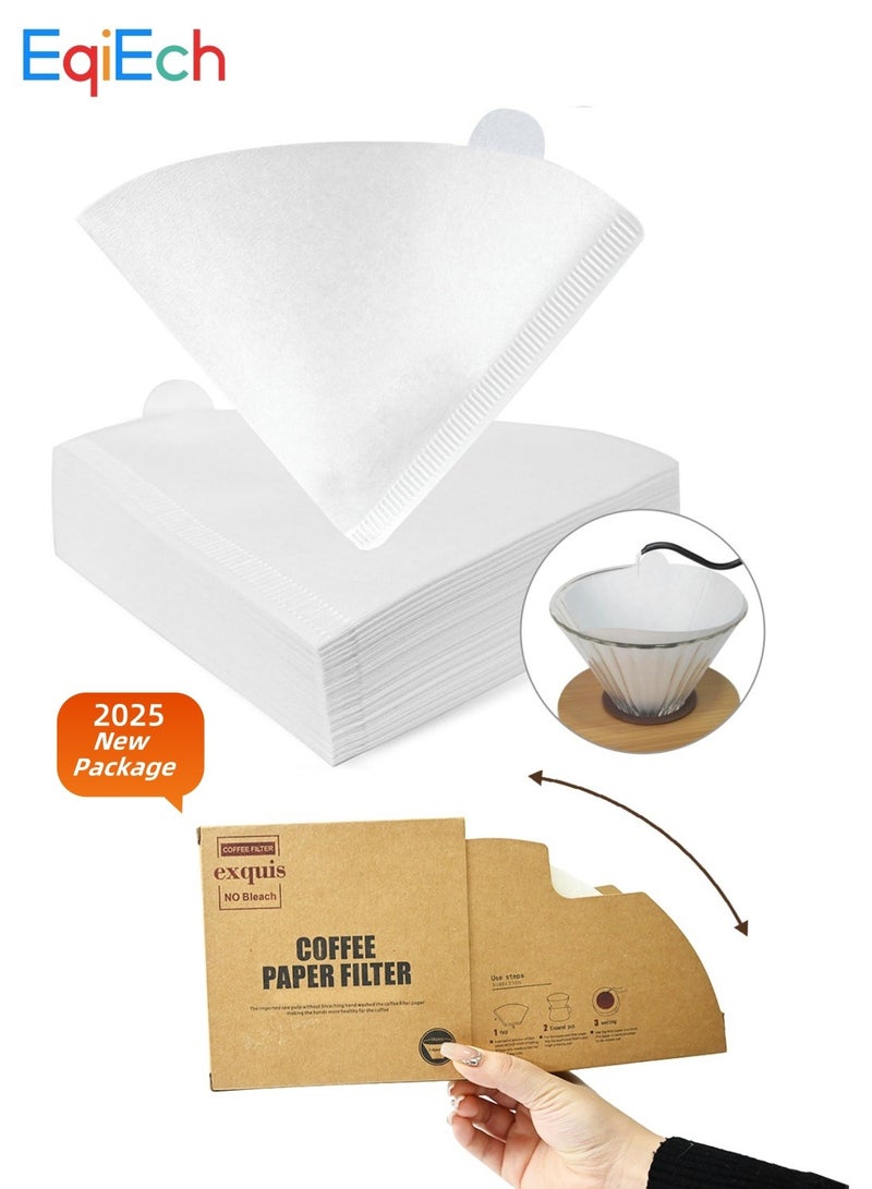 EqiEch 100 Piece Coffee Paper Filter V60 Size 02 White - Image 1