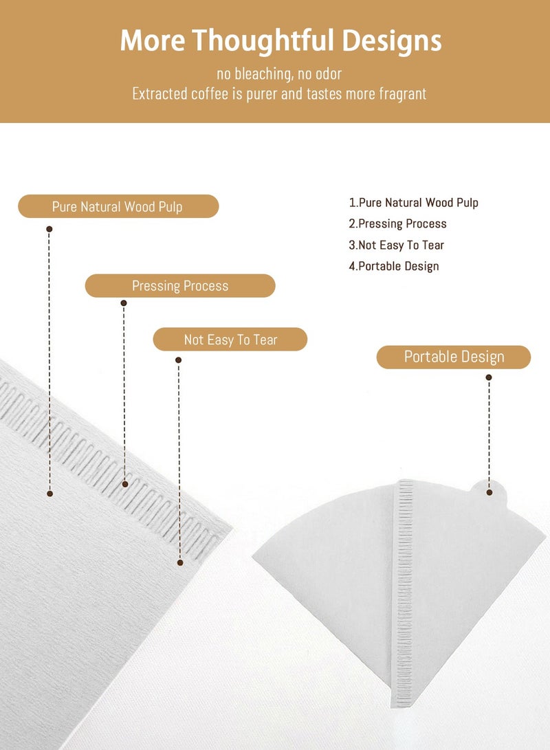 EqiEch 100 Piece Coffee Paper Filter V60 Size 02 White - Image 4