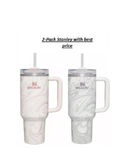 Stanley 2-Pack Quencher H2.0 FlowState 40oz Stainless Steel Vacuum Insulated Tumblers with Leakproof Lid & Straw – Rose Quartz & Swirl – Double-Walled Travel Mugs Keep Drinks Hot for 7 Hours & Cold for 24 – Durable, Stylish & Ideal for Water, Coffee, Iced Tea, Smoothies & More  - Image 4