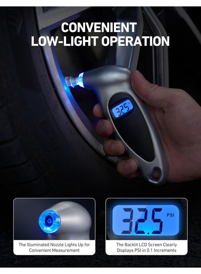 Digital Tire Pressure Gauge 0-150PSI, Accurate in 0.1 Increments, Tire Pressure Gauge with Backlit LCD and Presta Valve Adaptor, 4 Units of Measurement for Car Truck Bicycle - Image 2